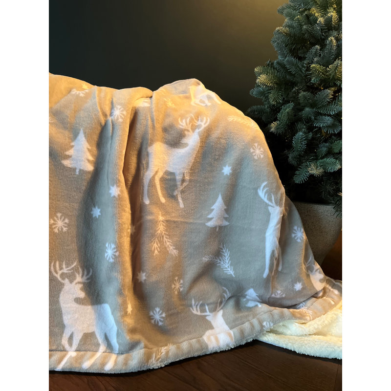 Super Soft Winter Throw Blanket, Grey/White