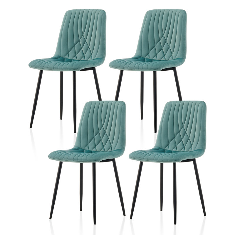 50cm H Velvet Upholstered Metal Side Chair, Green