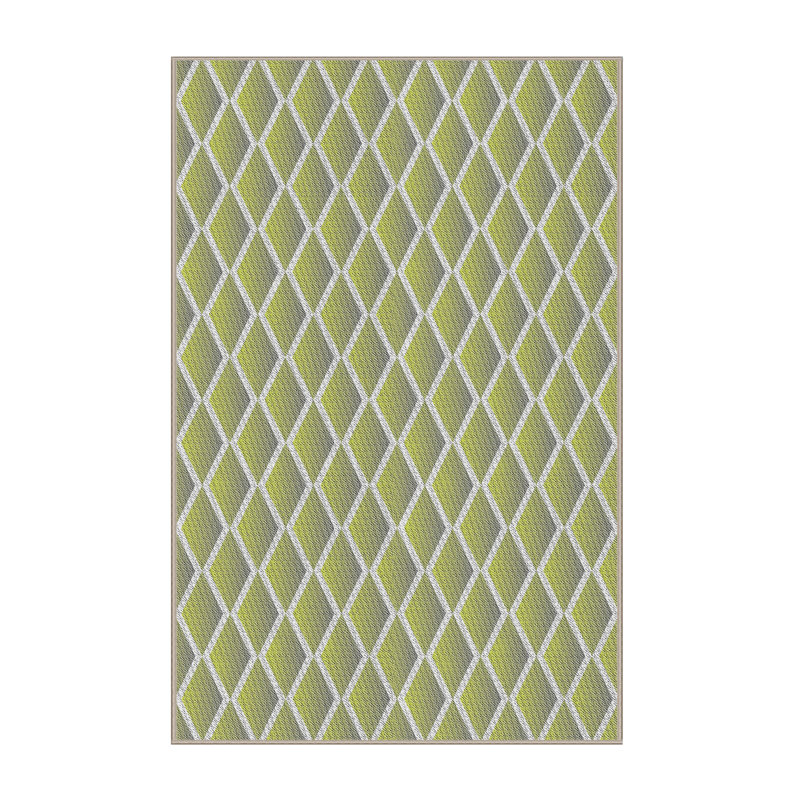 Tapis vert/blanc à motifs, Rectangle 5 pi x 7 pi