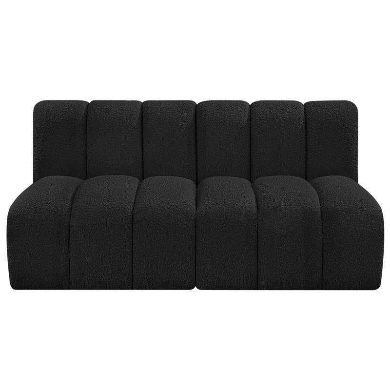 Hiral Upholstered Sectional Reversible, Black Boucle Fabric