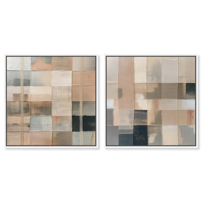 «Boxed in Ebony and Faded Grids Duo», reproduction d'art sur toile encadrée par Art Remedy