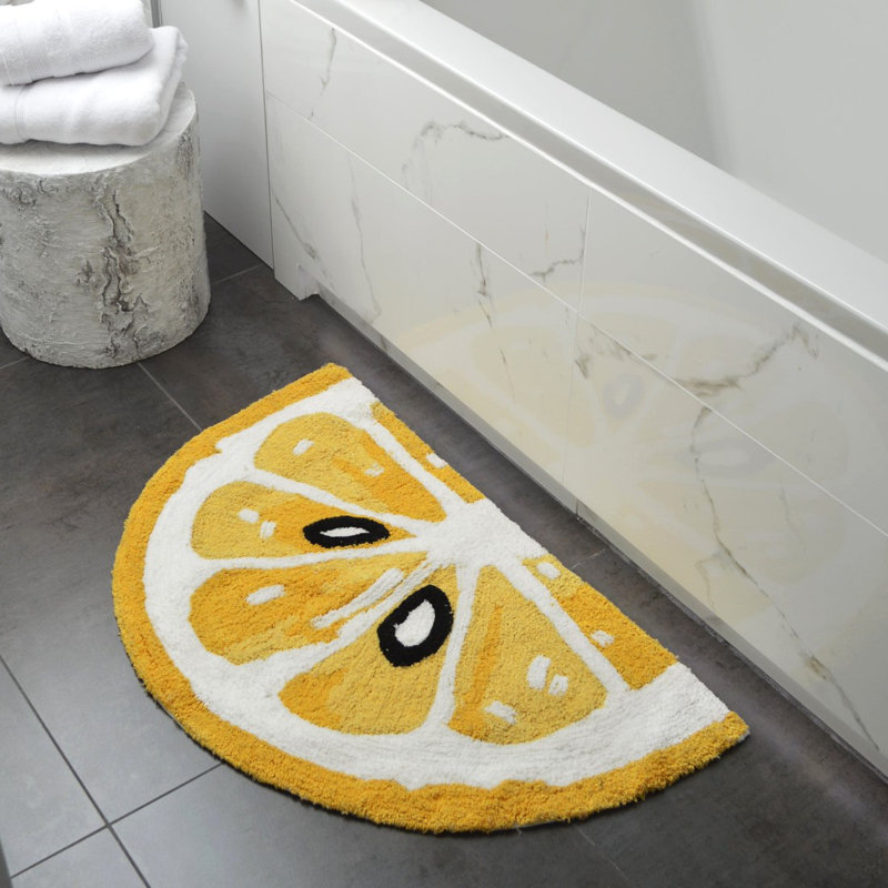 Yellow Lemon Slice Semi Circle Rug 