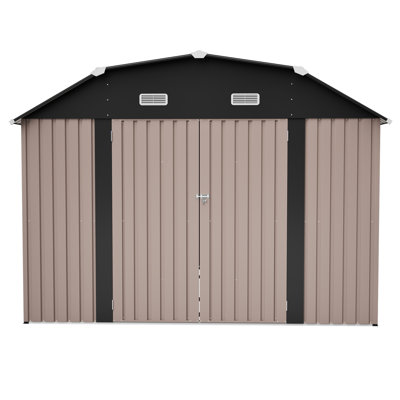 Remise de rangement extérieure en métal avec ensemble de cadre de plancher et toit en diamant