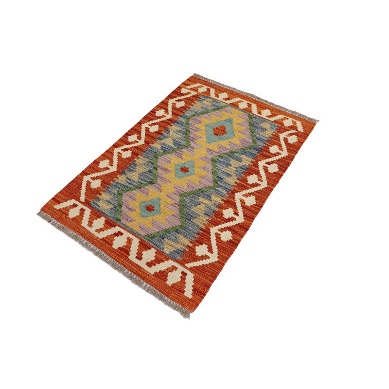 Tapis unique rouge / bleu / jaune nouvel âge 1 pi 11 po x 2 pi 10 po One-of-a-Kind