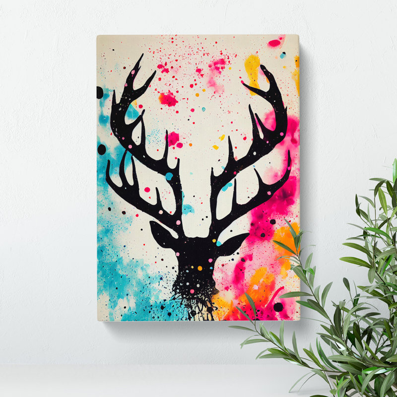 XC1022-4171X Stag Painted No.4 - Wrapped Canvas Print, 76cm H x 50cm W x 3cm D