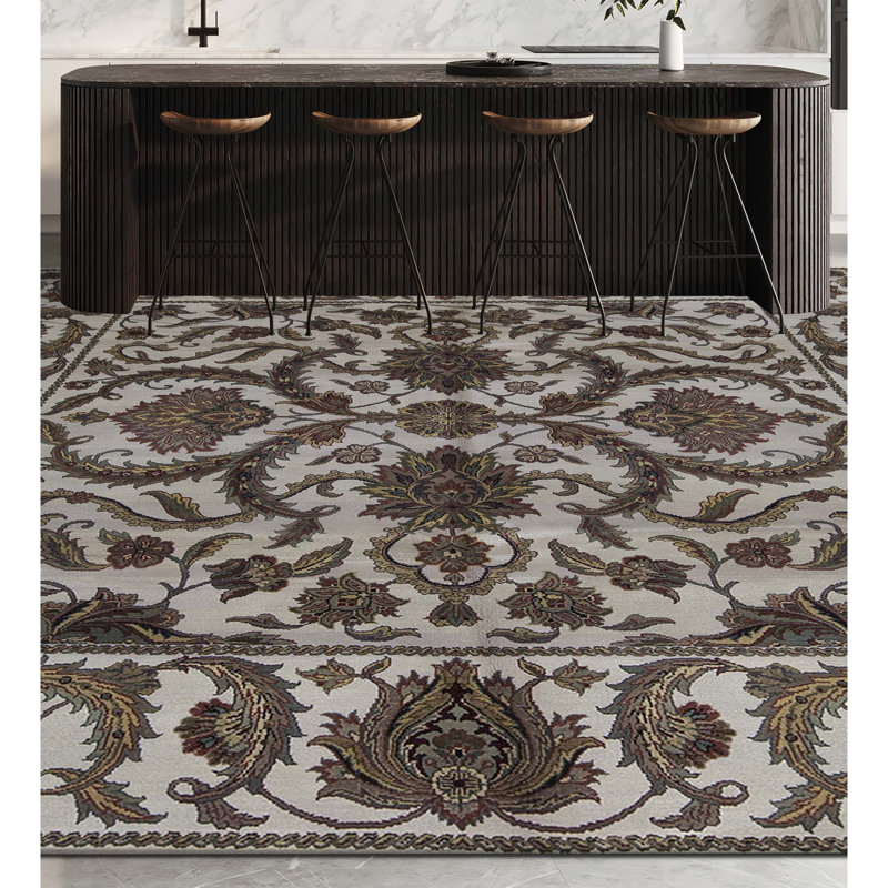 Tapis carré brun de haute qualité noué à la main