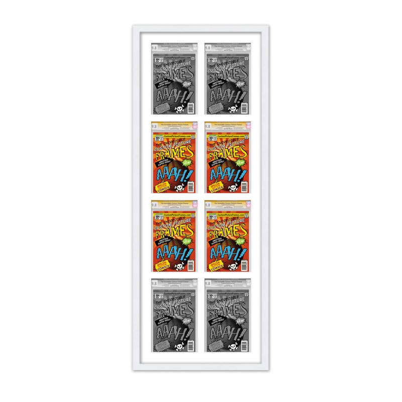 Wood Picture Frame with Mat, 8.125" x 13", White/White, 30" x 58.5"