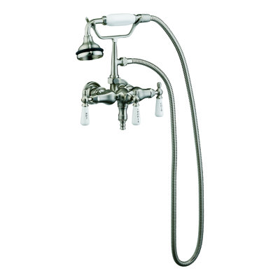 Double Handle Wall Mounted Clawfoot Tub Faucet with Handshower -  Barclay, 4025-PL-SN