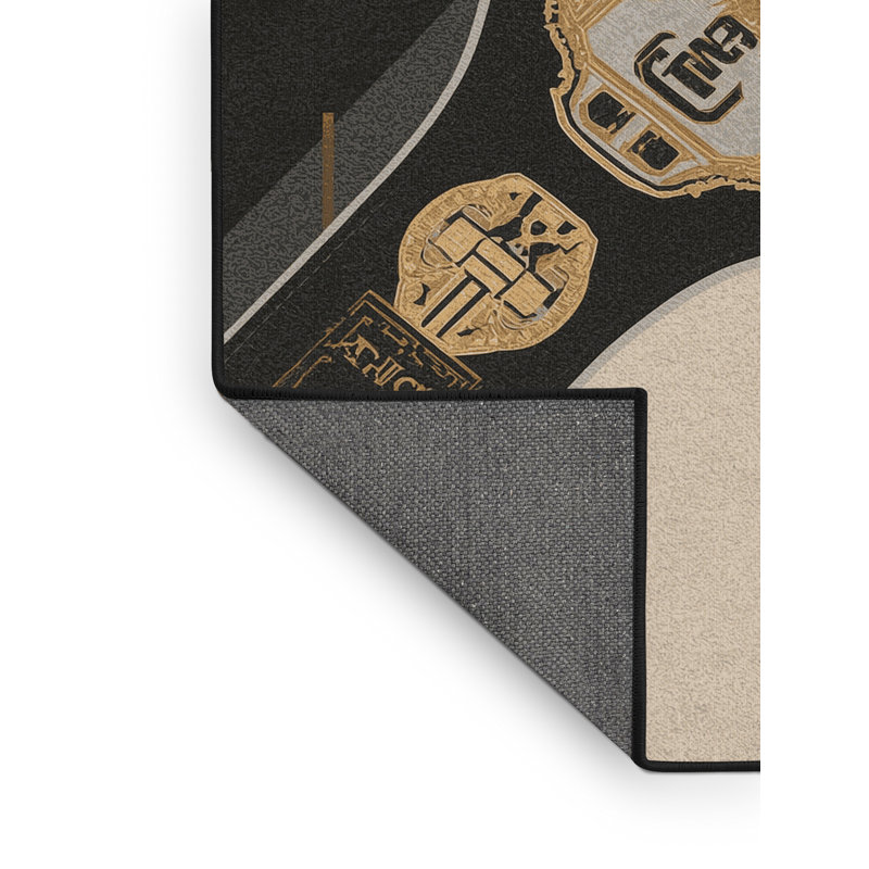 Tapis noir moelleux et moelleux avec ceinture de champion de boxe Ephialtes, 7 x 10