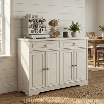 43.3"w Buffet Cabinet With 2 Drawer Wood Sideboard With Adjustable Shelf For Kitchen & Dining Room