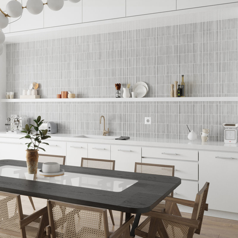 Rubik 5.88" x 11.75" Ceramic Patterned Tile, White