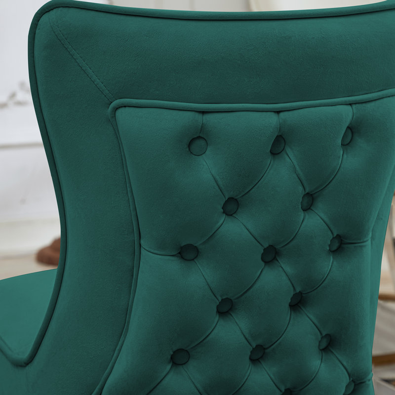Chaise parsons rembourrée en velours capitonné Chary, Vert