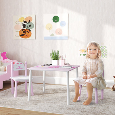Moder Kids 3 Piece Square Outdoor Table Or Chair and Chair Set