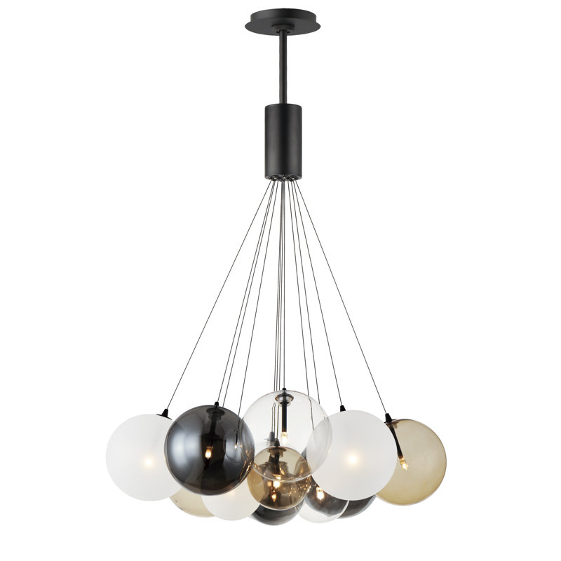 Luminaire suspendu sphère 12 lumières Celica, Noir