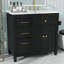 Meuble-lavabo gracieux 36 po avec lavabo 36 po - Comprend un lavabo en céramique, 1 tiroir basculant, 3 tiroirs latéraux et une tablette réglable-1980512083