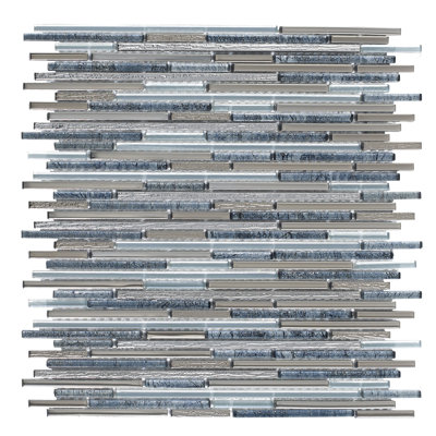 Random Sized Mini Brick Glass and Metal Mosaic Wall Tile