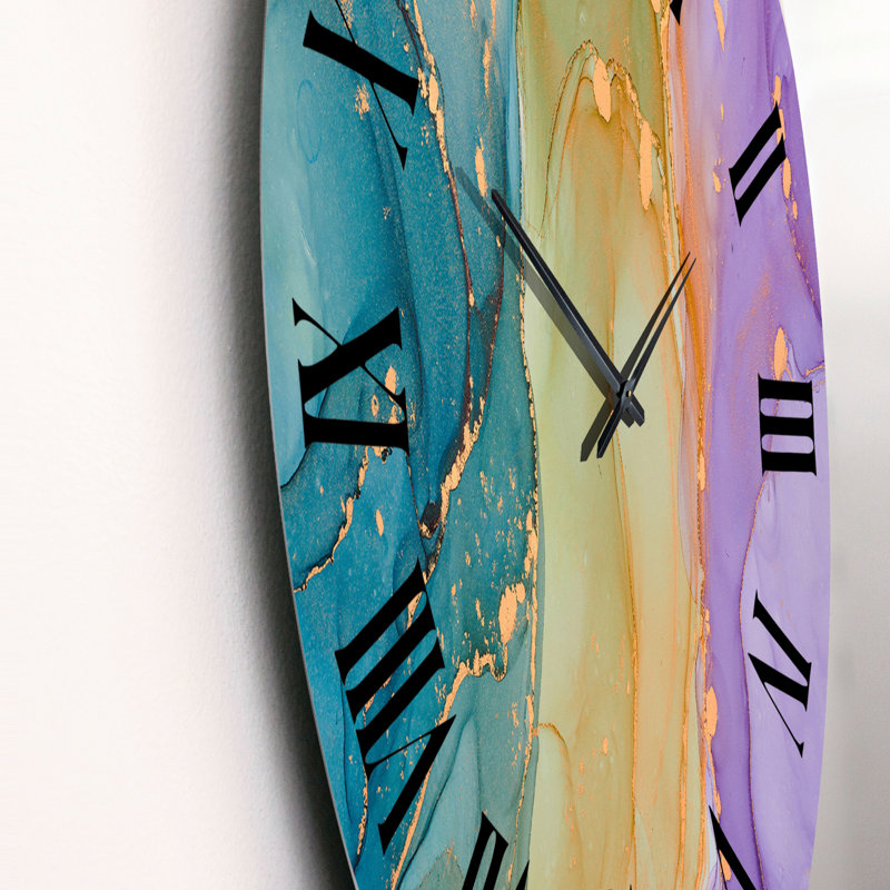 Blue And Purple Liquid Art - Modern Wall Clock, Medium