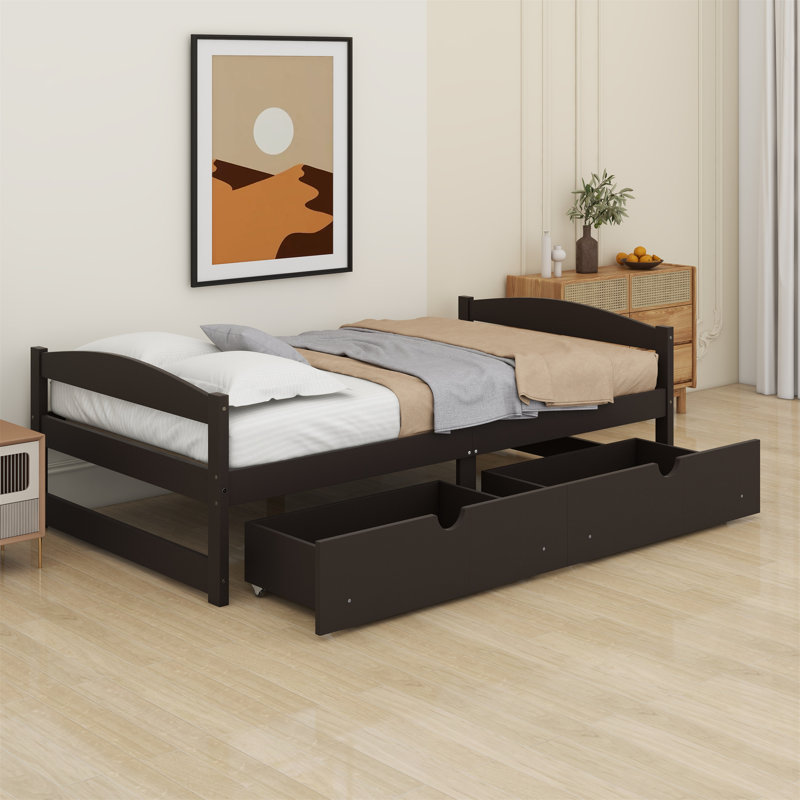 Platform Bed, With Two Drawers, Espresso