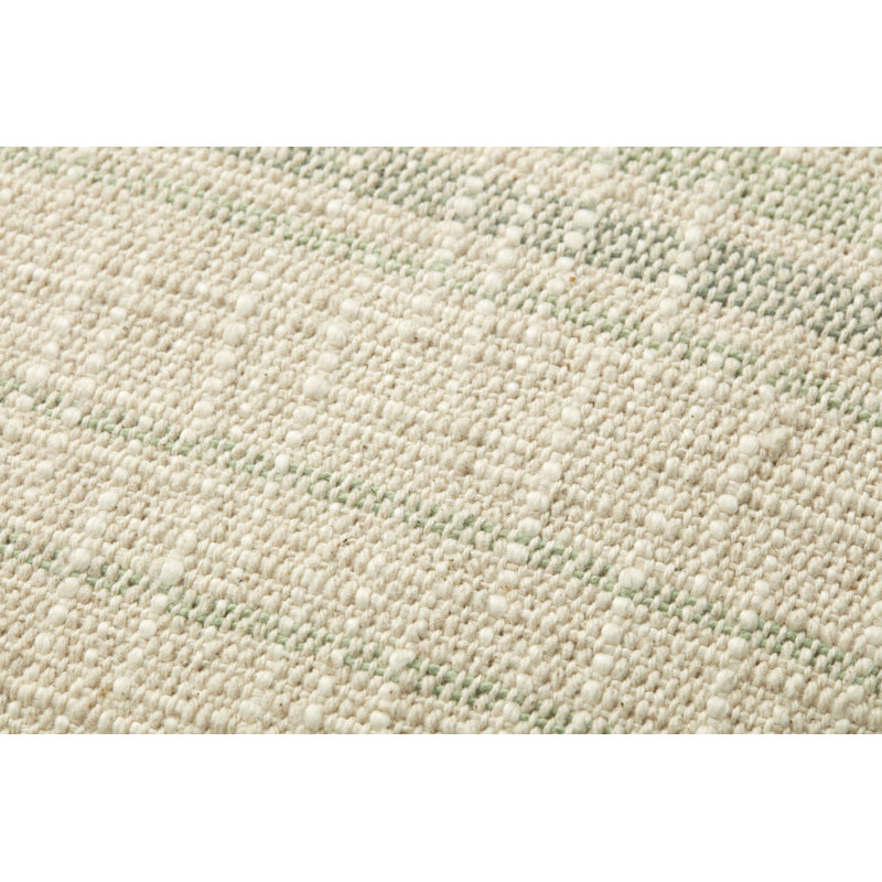 Ivory and Sage Striped Cotton Throw Pillow Cover, 18" x 18"