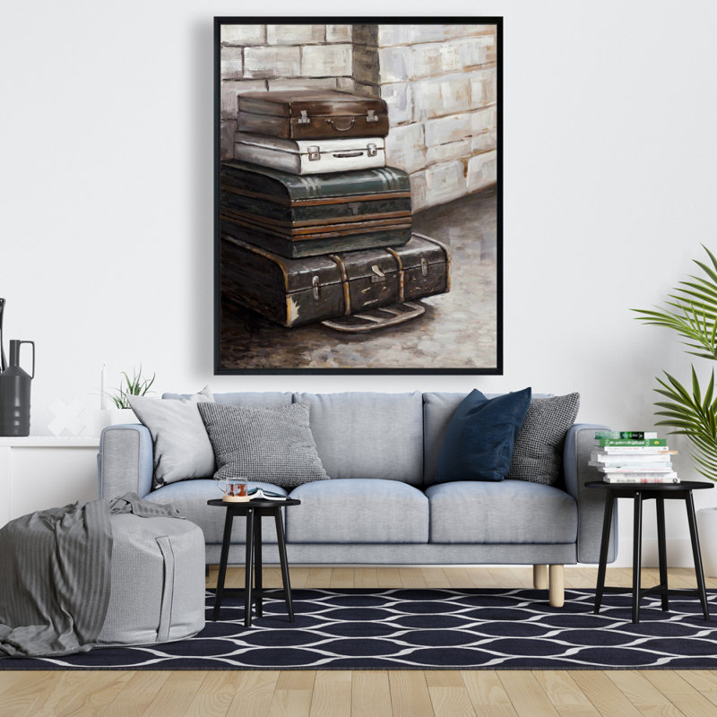 Four Old Traveling Suitcases Print On Canvas