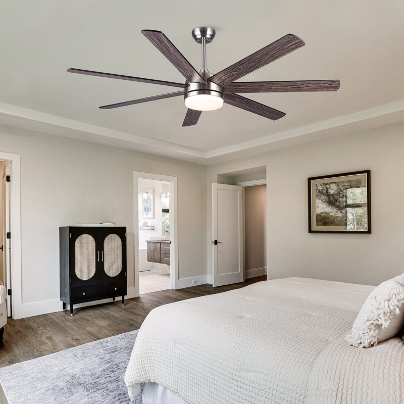 Murjani Ceiling Fan with LED Lights, Brushed Nickel with Brown Blades, 62"