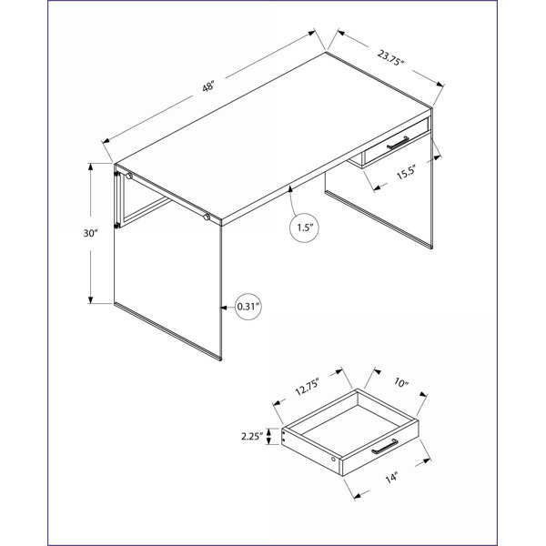 Latitude Run® Desks | 48” Modern Home Office Computer Desk with Storage ...