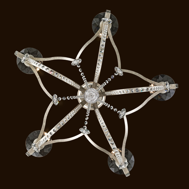 Vesca 5 Light 29in x 27in Chandelier in Heirloom Gold with Clear Radiance Crystals, Czech, Antique Silver, Antique Silver
