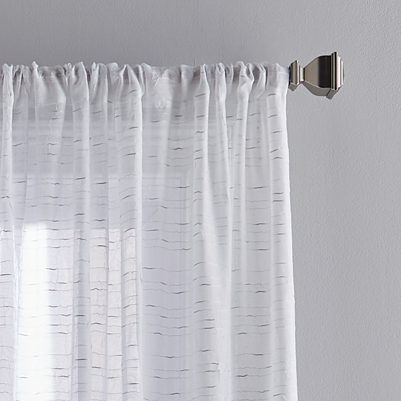 Modern Off-White Sheer Polyester Rod Pocket Curtain Panels