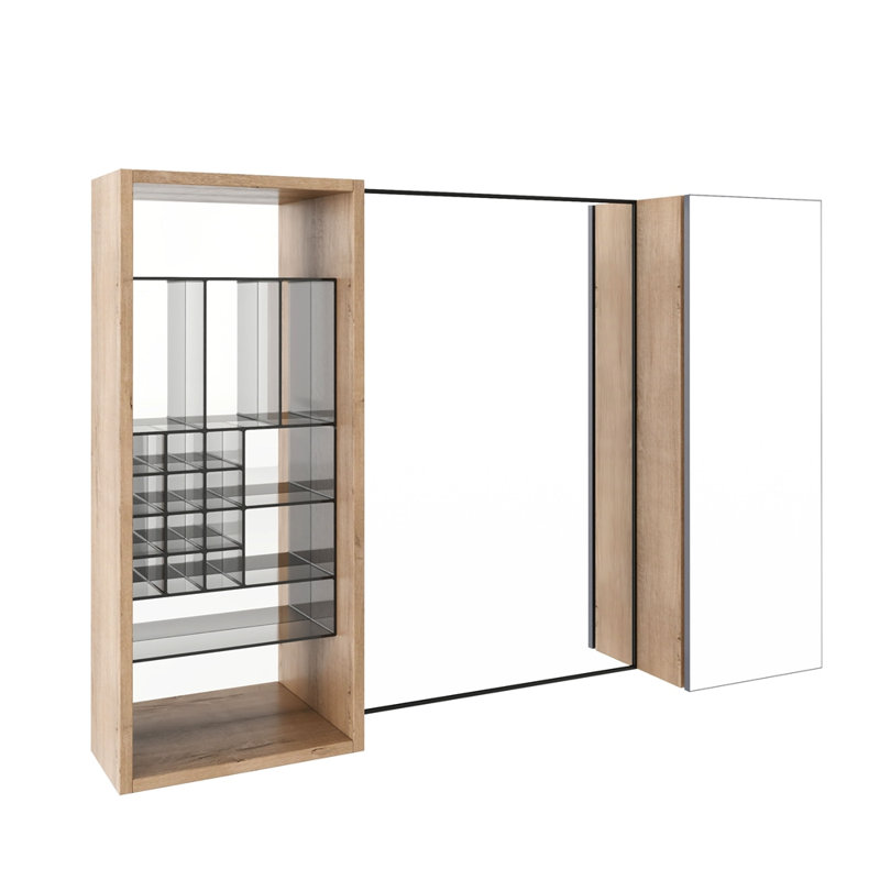 Armoire de toilette 41,3 po avec rangement, armoire à pharmacie murale avec porte miroir, tablettes en verre réglables, contreplaqué