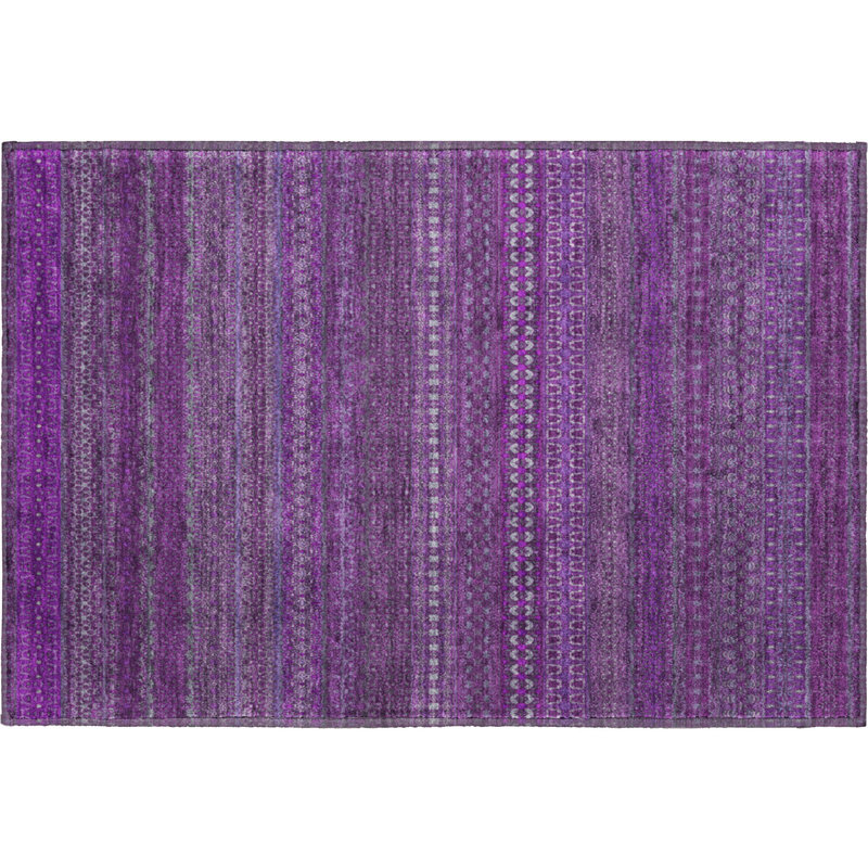 Premium Machine Washable Cerrito AMF527 Eggplant, Rectangle 1'8" x 2'6"
