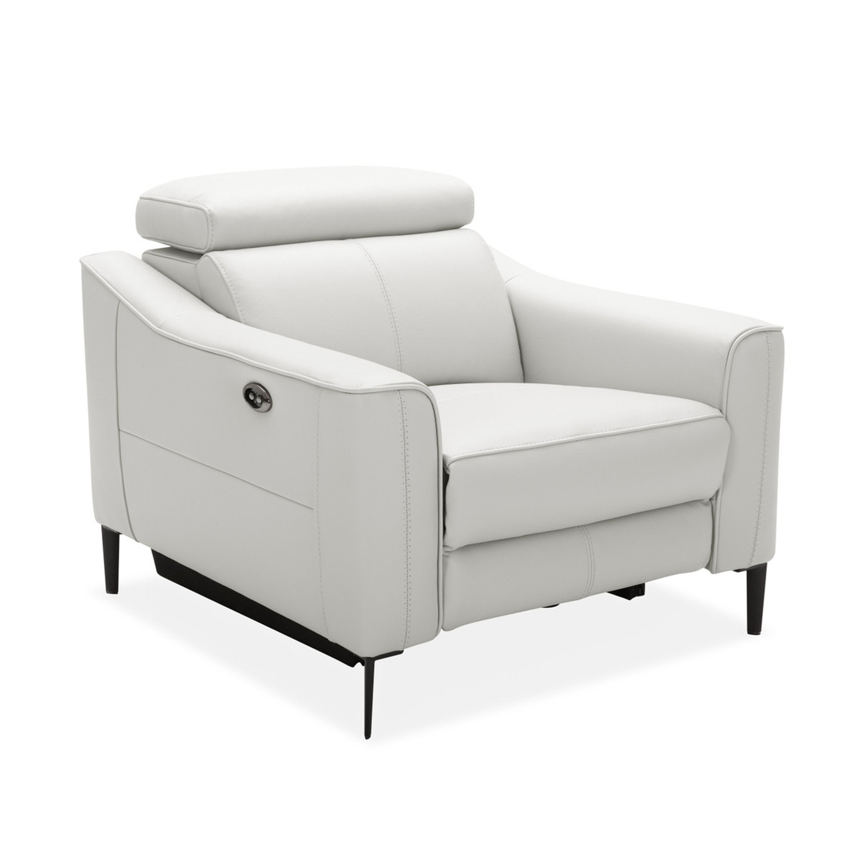 Benjara Reno Lin 37 Inch Power Recliner Chair, Brown Genuine Leather