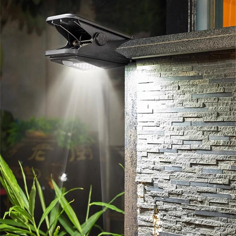 Solar Powered Clip On Outdoor Waterproof LED Security Flood Light with Motion Sensor Dusk to Dawn for Yard Garden Patio