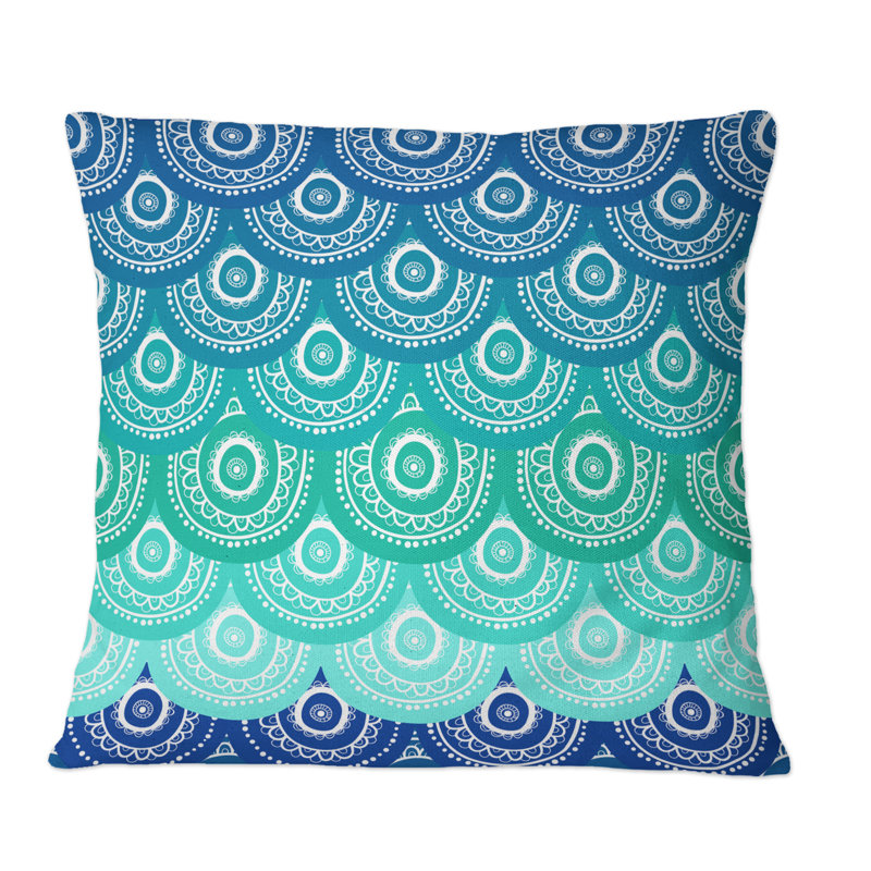 Coussin Ethnique Ocean Waves - Imprimé moderne, 18 po x 18 po
