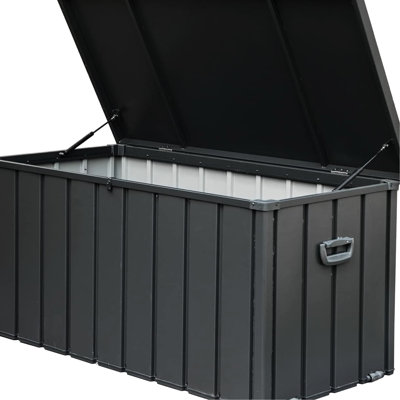 150 Gallon Deck Box For Outdoor - Waterproof, Lockable, Stores Towels  dark Gray Waterproof Container Gal Pillows