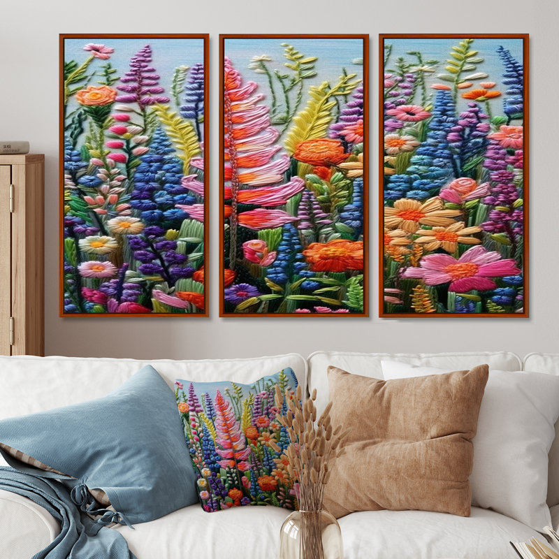 Nathanael - Ensemble de décoration murale fleurs sauvages, H 28 po x l 36 po x P 1 po, Cadre flottant brun