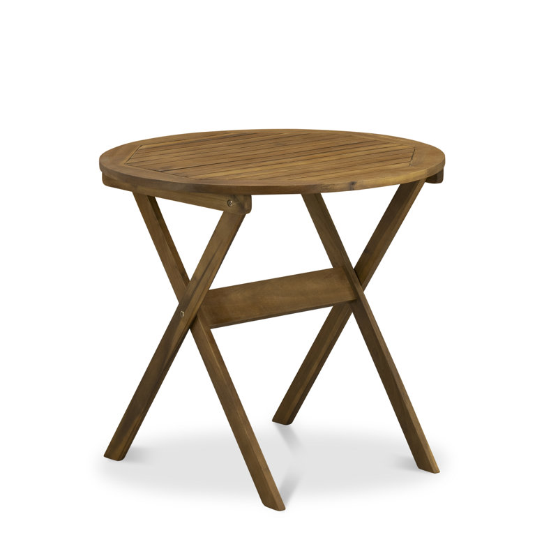 3 Piece Patio Bistro Sets Wood Folding Table Set Contains a Round Outdoor Acacia Wood Coffee Table and 2 Folding Side Chairs, 30x30 Inch, Natural Oil Oil