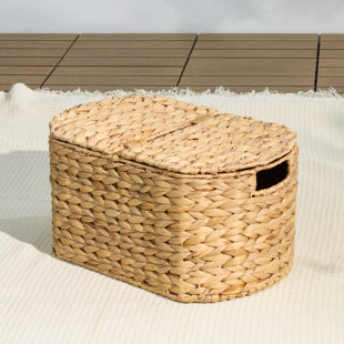 Panier de cuisine et de pique-nique ovale tissé à la jacinthe d'eau Isidore - 16,1 po x 10,2 po x 8,3 po - brun naturel