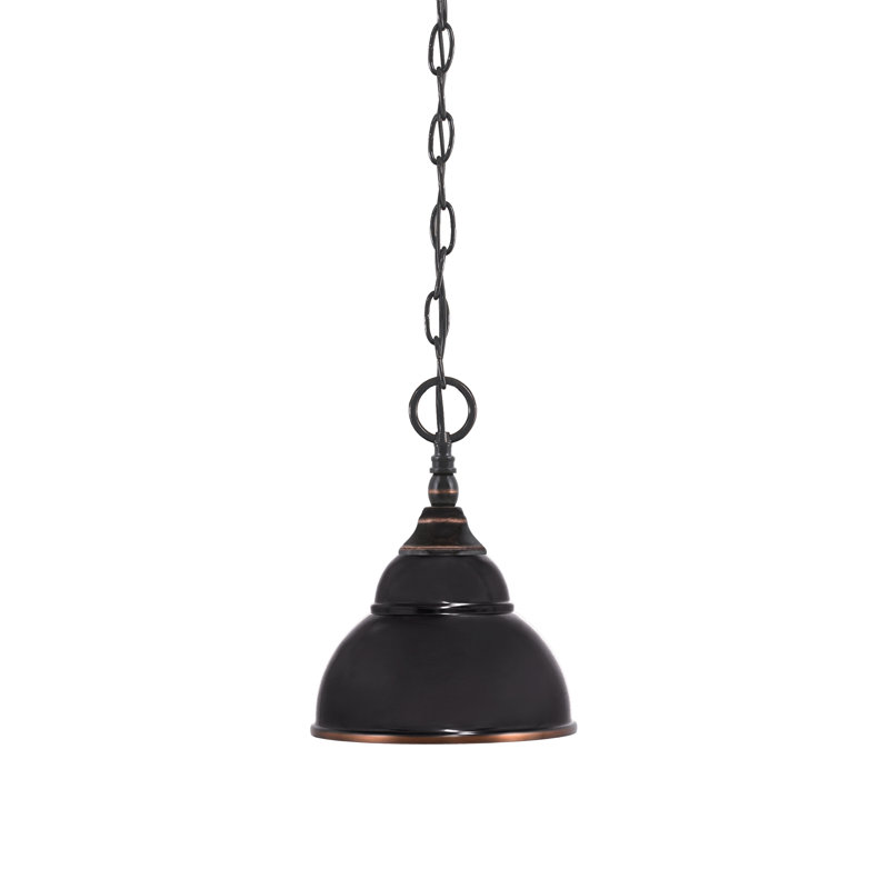 Mini-luminaire suspendu à chaîne avec abat-jour en métal à double bulles de 7 po, Cuivre / noir, Cuivre / noir