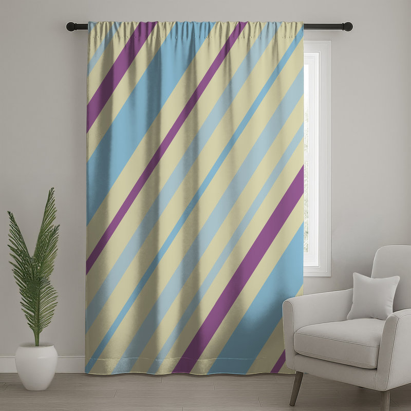 Rideaux Diagonal Pastel Stripes, 50 po x 92 po - 1 panneau, Transparent