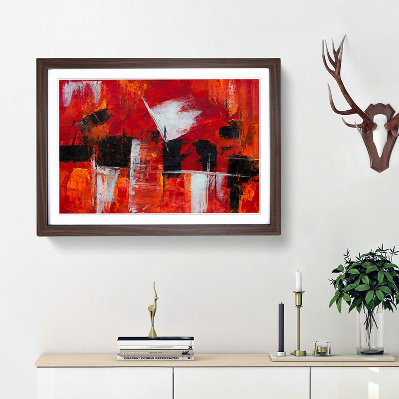 Abstract Art Painting Vol.263 by S.Johnson - Picture Frame Painting Print, Walnut Framed, 36cm H x 48cm W x 2cm D