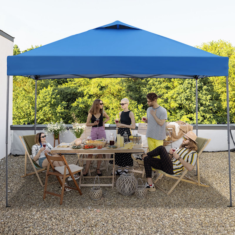 10 Ft. W x 10 Ft. D Metal Pop-up Canopy, Blue