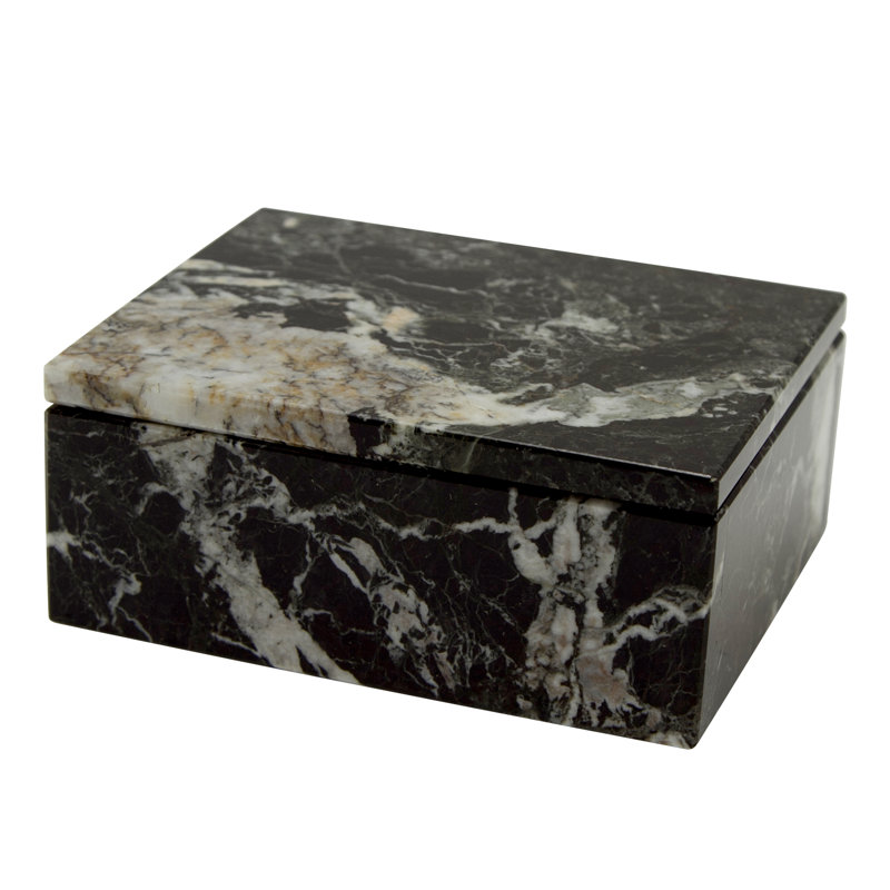 Allynn Marble Memory Box, Black Zebra Marble