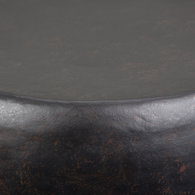 Garvy 22"W Metal Industrial Round Drum Side Table with Textured Finish, Antique Rustic Bronze