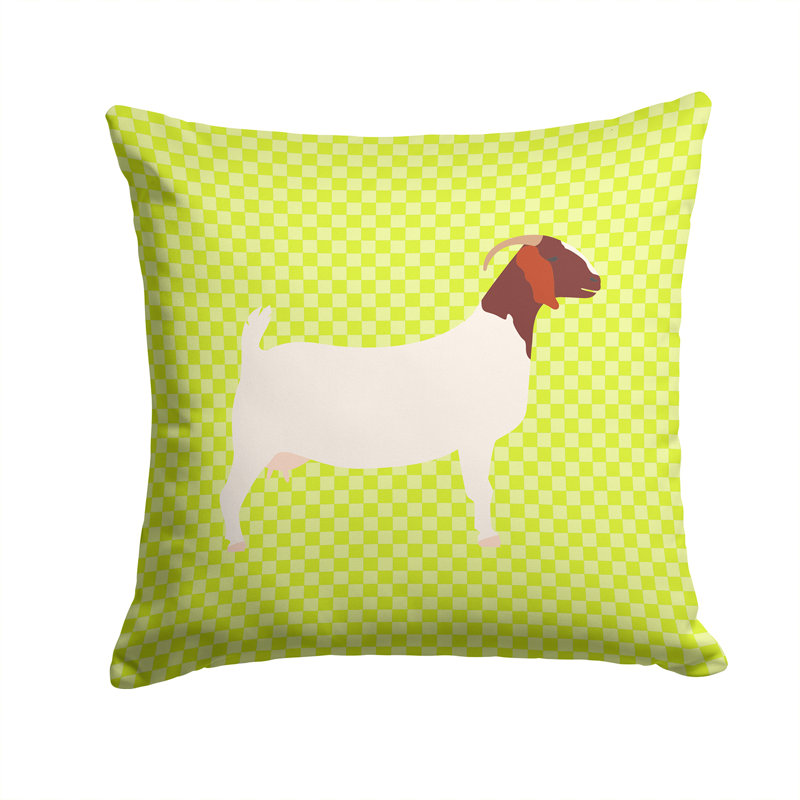 Eclectic Goat Check Square Outdoor Throw Pillow, Green, 14" x 14"
