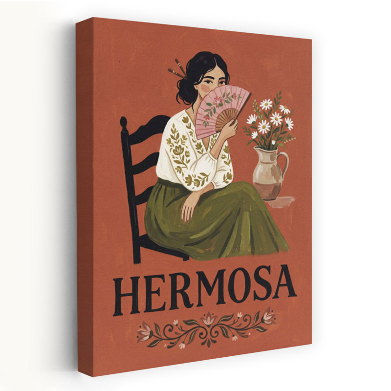 «Hermosa with Fan», impression élégante de marguerite sereine rustique, 36" H x 24" W