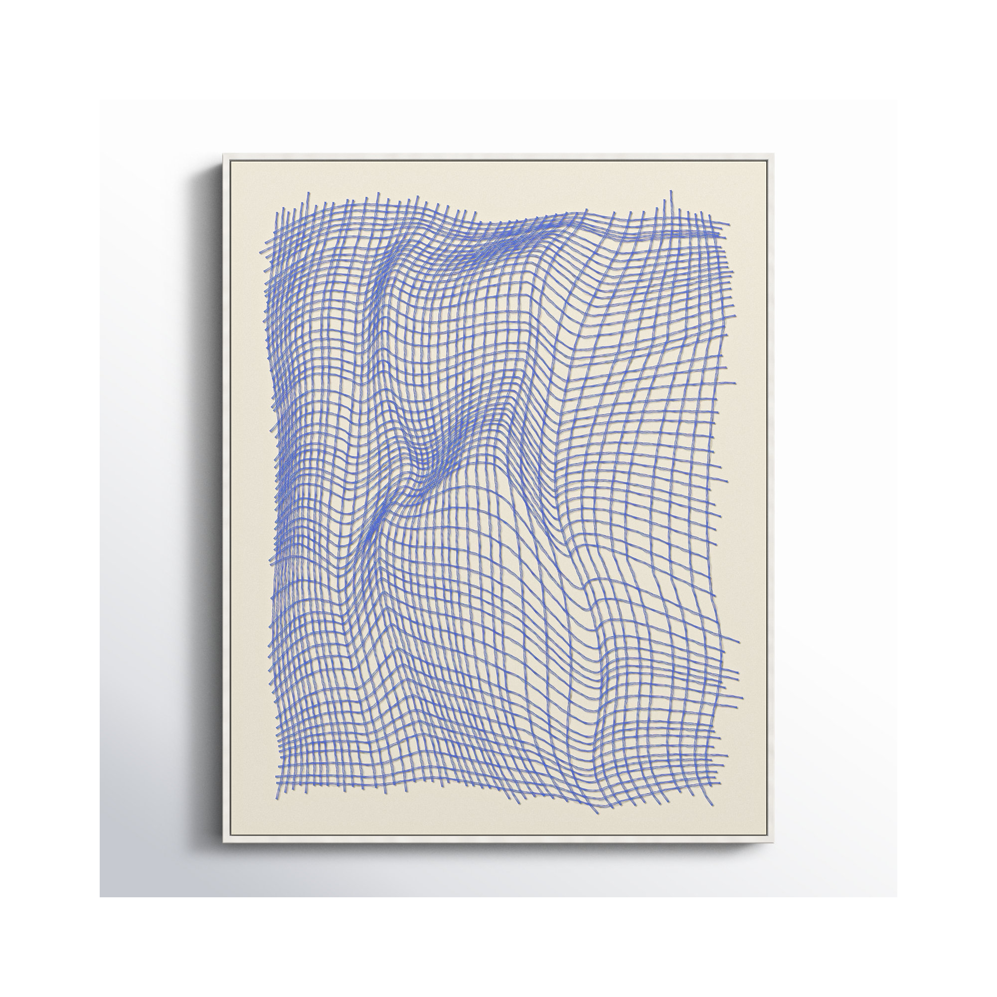 Netting 1 by Jacques Pilon, White Single Structure Framed Canvas, 20" H x 16" W x 1.25" D