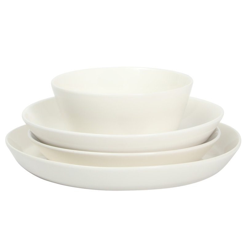 Service de vaisselle 16 pièces pour 4 assiettes en porcelaine Gibson Home Summer Shades, Blanc