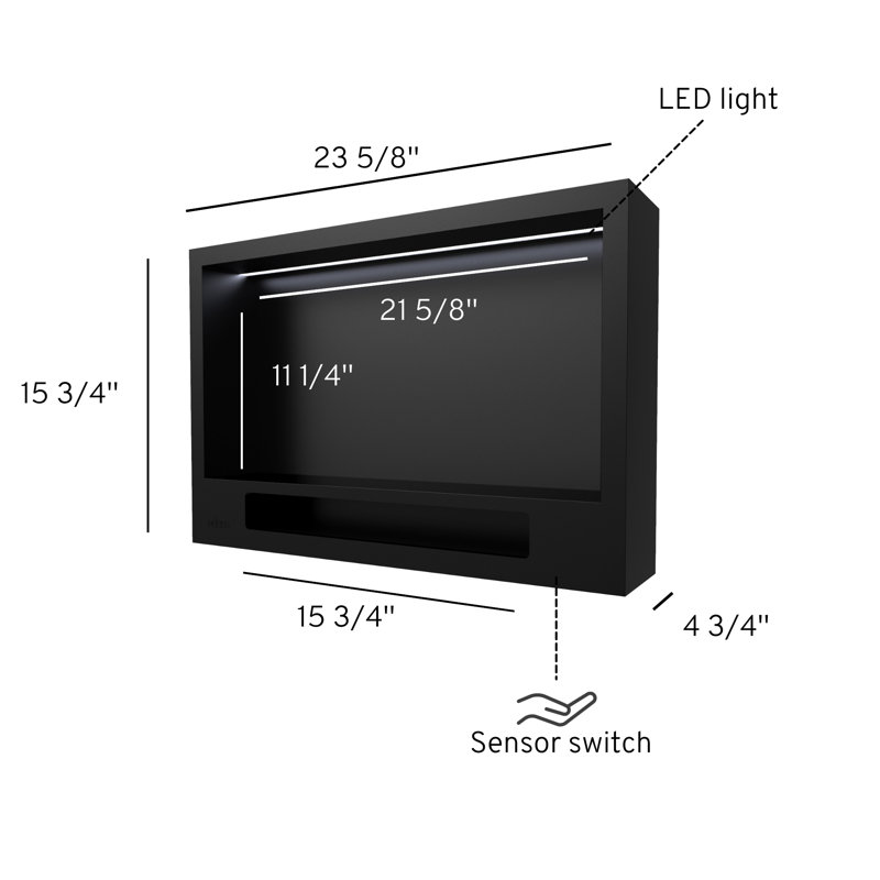 Niche de douche 23 "Odyssey, Noir mat