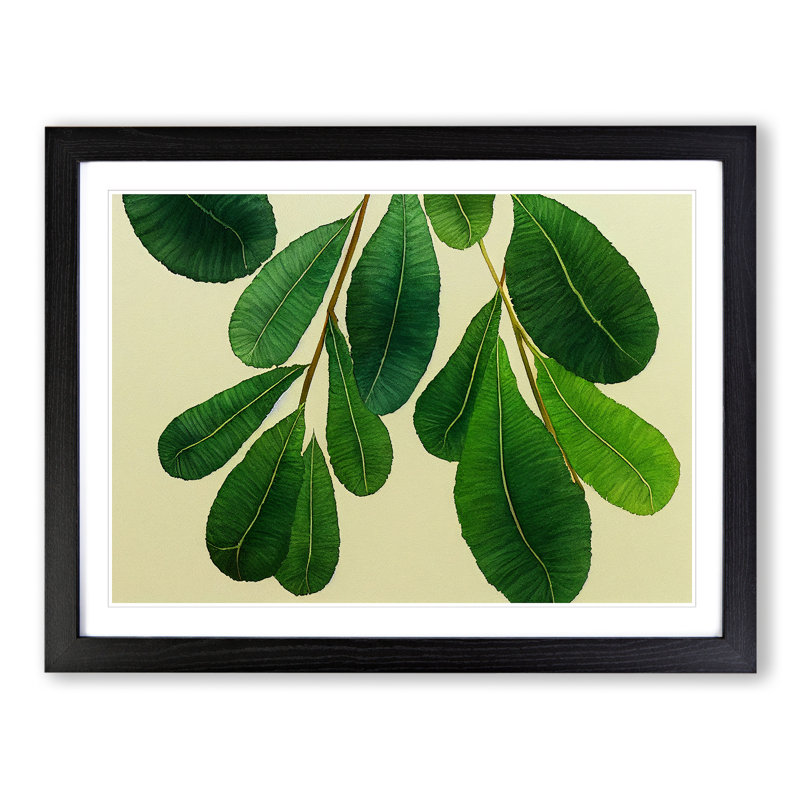 XH1022-7166X Pretty Leaves Vol.4 1 Piece Single Picture Frame Wall Art, 34cm H x 46cm W x 2cm D, Black Framed
