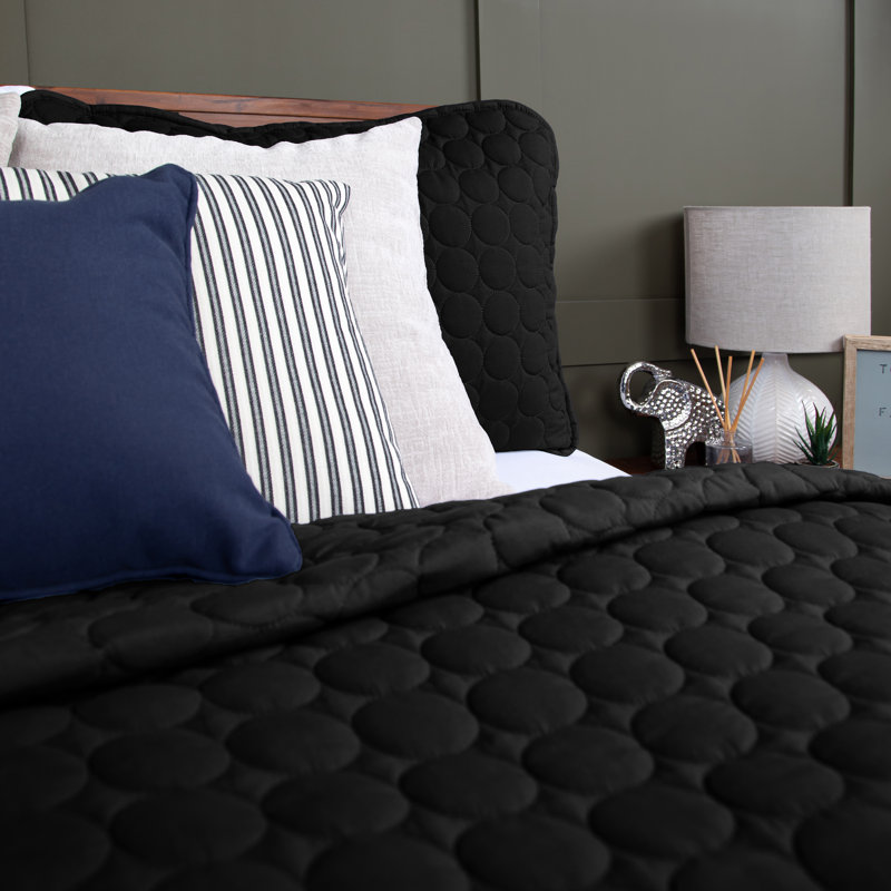 Black King Microfiber Oversized Quilt Set